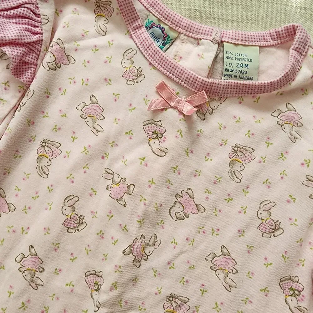 Vintage Bunnies Pink Pjs/Bodysuit 24 months